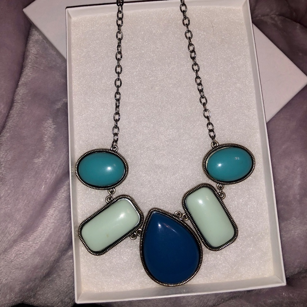 Chunky Turquoise, Light Blue & Dark Blue Necklace